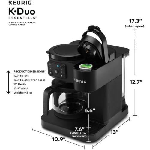 K-eurig K-Duo Essentials, Hot & Iced Single-Serve Pod Coffee Maker & Carafe, Black