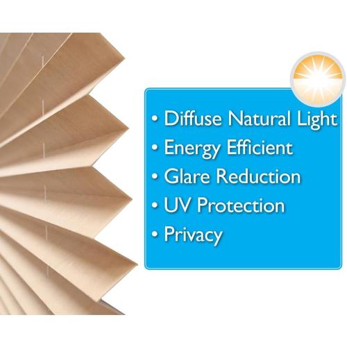 Color Natural Redi Shade No Tools Easy Lift Trim-at-Home Cordless Pleated Light Filtering Fabric Shade Natural