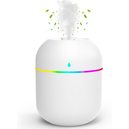 220ml Mini Essential Oil Diffuser for Desk, Small Humidifiers for Bedroom Aromatherapy Diffusers for Home Fragrance Aroma Diffuser with Night Light & Auto-Off White