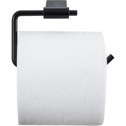 MyGift Modern Toilet Paper Holder with Matte Black Finish, Premium Hotel Series Wall Mounted Stainless Steel Bathroom Toilet Roll Dispenser