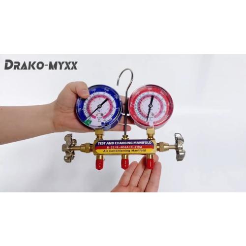 Upgrade 42201 Test & Charging Manifold with 3-1/8 (80 mm) Gauges Set