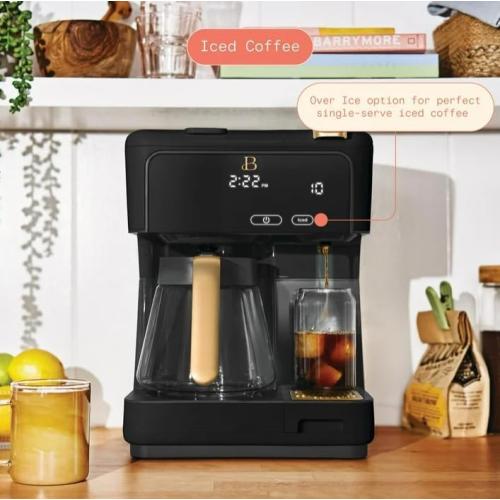 Beauti Multi Brew 12 Cup Programmable Drip & Single Serve Coffee Maker, Versatile Brewing (6oz, 8oz, 10oz, 12oz, 14oz), Pods or Ground, Over Ice option, Keep Warm mode (Black) ( little damage)