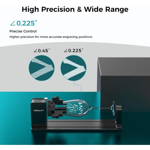 Official Creality Rotary Kit Pro, Laser Rotary Roller 4 in 1 Multi-Function Engraving Accessories for Laser Engraver, Jaw Chuck Rotary for Engraving Cylindrical Objects, Wine glass, Baseball Bat, Ring