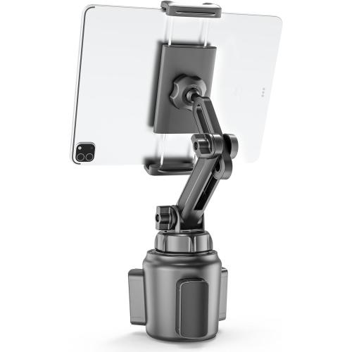 Charchendo Adjustable Extendable Cup Holder Tablet Stand - 4-12.9 inch Tablet & Phone Mount, Non-Slip Secure Clamp, for Car/Truck, Fits iPad Pro/Air/Mini, Samsung Galaxy Tab