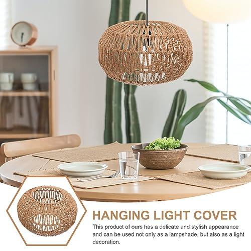 GANAZONO Woven Paper Rope Lamp Shade Simulation Rattan Pendant Light Shade Ceiling spider Bulb Covers for Pendant Floor Table Lamps Drawing Room Bedroom Office Hotel