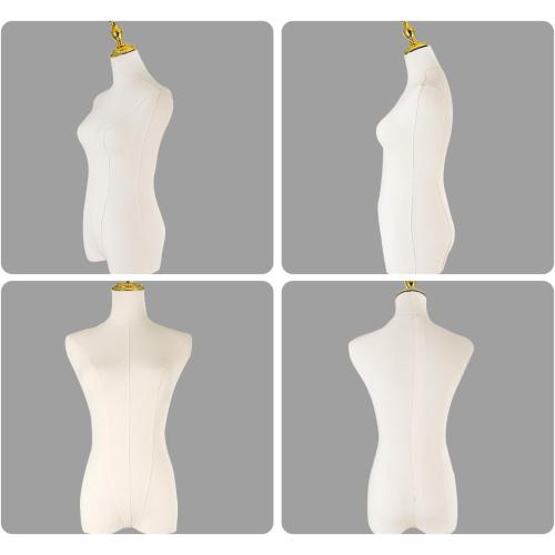 Adjustable Female Dress Form Mannequin with Golden Metal Stand for Clothes Window Display
