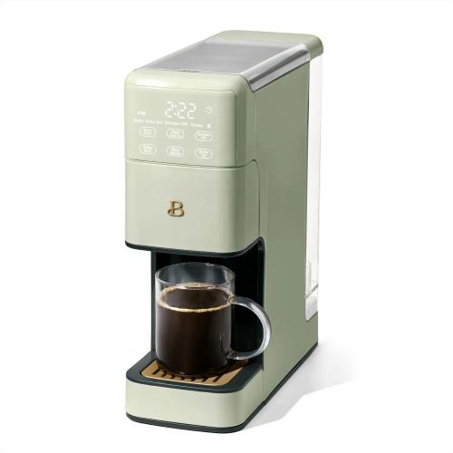 B - Perfect Grind Programmable Single-Serve Coffee Maker with Built-In Grinder, Fresh Ground Brewing, Touch Controls, Reusable Filter, Compact Countertop Design (Sage Green)