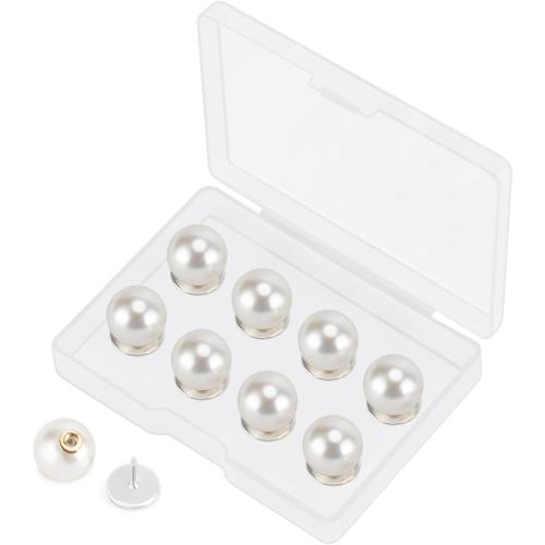 ZENGLU 8 Sets 12mm No-sew Pearl Buttons, Detachable Reusable Pins, Fixed Brooches, DIY Sweater Buttons, Woolen Sweaterspearl Button Set, for Women (Pearl, 12mm)