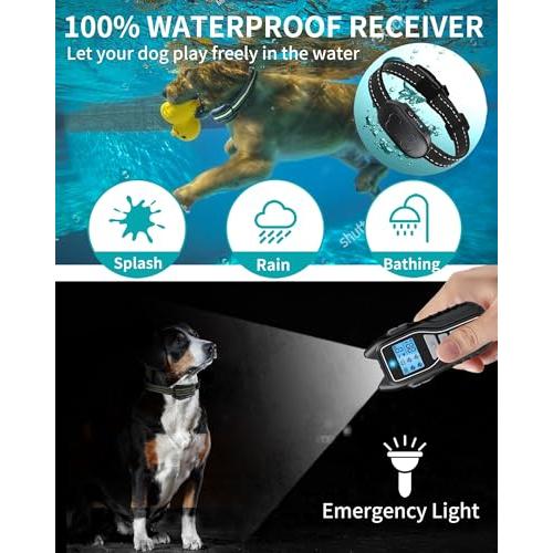 Dog Shock Collar with Remote Control - Rechargeable Dog Training Collar, IPX7 Waterproof E Collar for Dogs with 4 Safe Modes Flashlight Beep Vibration Shock Ideal for All Dog Sizes (8-150lbs)