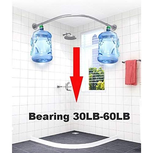Corner Shower Curtain Rod Adjustable Stainless Steel L Shaped Rack Drill Free Install for Bathroom, Bathtub, Clothing Store (35.5-51.2 x 35.5-51.2)