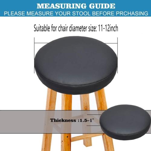 HFCNMY Stool Covers Round, 2 Pack Waterproof PU Round Bar Stool Covers with Elastic Bands Bar Chair Covers Bar Stool Seat Covers Washable Stool Cushion Slipcover for 11-12 Inch Chair(Black)