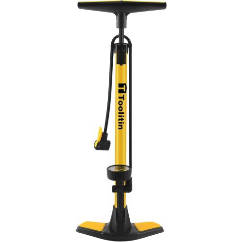 TOOLITIN Floor Bike Pump with Gauge,160 PSI High Pressure,Bicycle Pump Compatible with Presta and Schrader Valve,Bike Tire Pump for Road Bike,MTB,Hybrid,Balls
