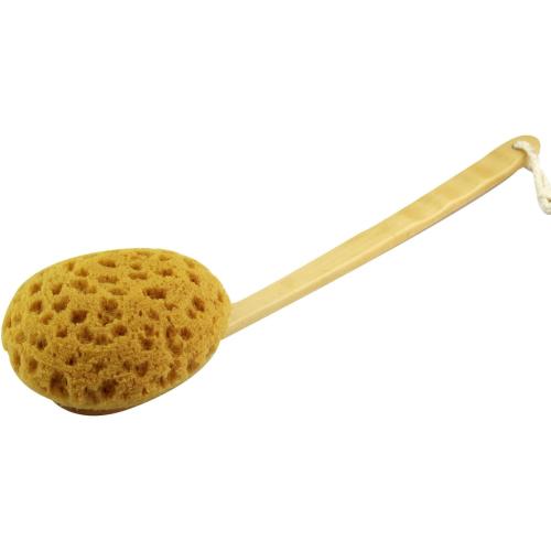 18'' Shower Body Brush Sea Sponge Long Wooden Handle Back Scrubber Bath Brush Gentle Exfoliating Lotion Applicator