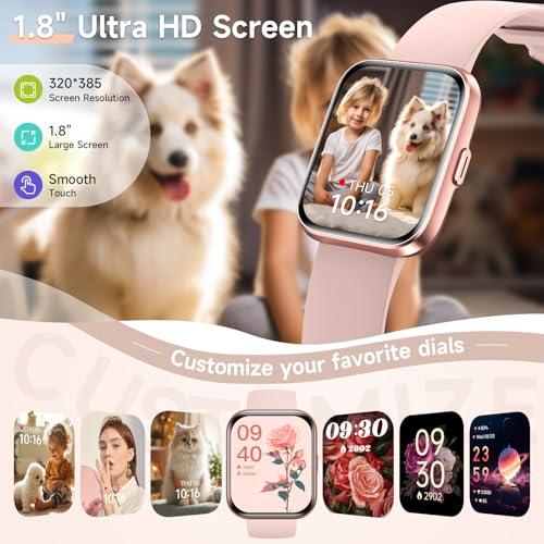 Smart Watches for Women, 1.8 Touch Screen Fitness Tracker for Android & iPhone, Answer/Make Calls, Alexa Built-in, Heart Rate/Sleep/SpO2 Monitor Smartwatch, 3ATM Waterproof, 101  Sport Modes, 2 Bands