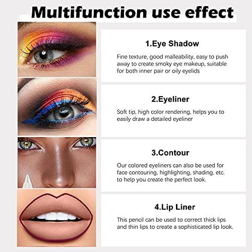 evpct 12Pcs Green Blue White Black Brown Purple Color Gel Glitter Eyeliner Pencils Set for Women Waterline Waterproof Smudge Proof lapiz de ojos delineador de ojos contra el agua Eye Liner Makeup 1-5
