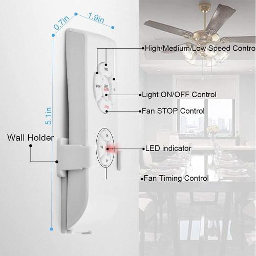 Universal Ceiling Fan Remote Control Kit - 3-in-1 Wireless Mini Remote with Speed Control, Light Switch & Timer for Hunter, Honeywell, Harbor Breeze, Westinghouse & Other Major Brands