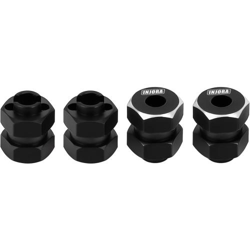 INJORA Black Stainless Steel Wheel Hex Hub  5mm Extenders for Axial SCX24 Upgrade 1/24 RC Crawler, 12g/Set