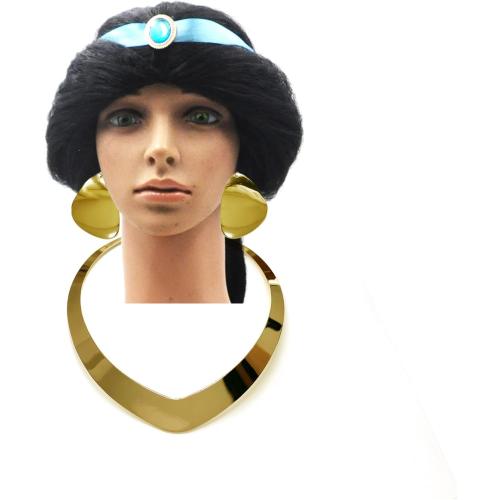 FORUBUS Princess Arab Necklace and Earrings, Princess Cosplay Costume Jewelry for Women Halloween Party School Ball