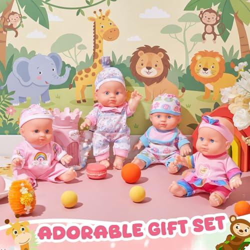 Halloscume 4 Pcs 8 Reborn Baby Dolls Weighted, Chubby Dolls Rainbow