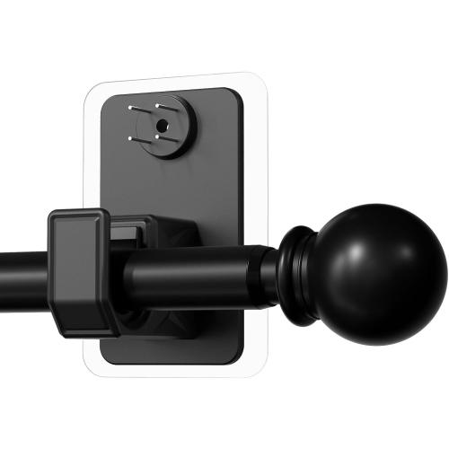 No Drill Curtain Rod for Windows 25 to 86 Inch - 2.0 Dual-Fix Adhesive & Invisible Nail, 5/8 Adjustable Black Curtain Rod No Drilling, Renter Friendly for Apartments & Dorms