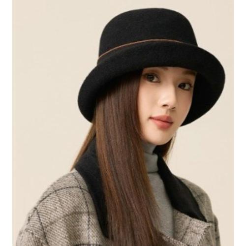Women Vintage Felt Cloche Hats Winter Fall Solid Fedora Bucket Caps Elegant Bowler Hat Bowknot