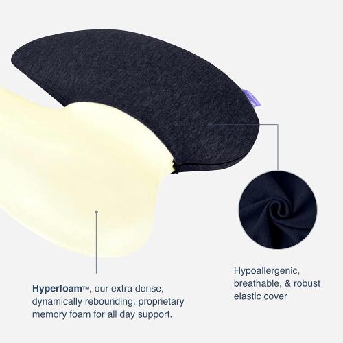 Color Black C CUSHION LAB Extra Dense Lumbar Pillow - Patented Ergonomic Multi-Region Firm Back Support for Lower Back Pain Relief - Lumbar Support Cushion with Strap for Office Chair, Car, Sofa, Plane - Black