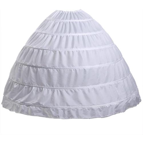 Color White Women Crinoline Petticoat 6 Hoop Skirt A line Slip Floor Length Underskirt for Wedding Dress Ball Gown