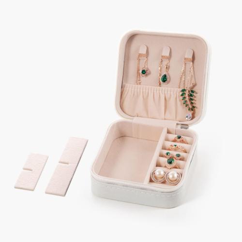 Travel Jewelry Case, Mini Portable Jewelry Travel Boxes, Small Jewelry Organizer for Rings, Earrings, Pendants, Watches, Necklaces, Lipsticks Organizer Storage Holder Case (White)