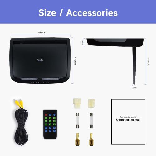 19.5 car Overhead Flip Down Monitor Screen Dispaly 1080P Video HD Digital TFT Screen Wide Screen Ultra Thin Mounted Car Roof Player HDMI IR FM USB SD