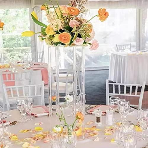 10 Pcs Wedding Centerpieces Acrylic Vases Clear Column Flower Vase Flowers Stand 7.87'' x 7.87'' x 23.6'' Rectangular Flower Display Table Flower Stands for Wedding Party Events Reception Table Decor