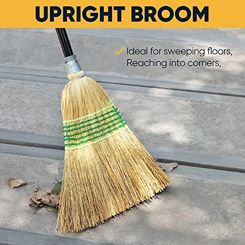 Yocada Heavy-Duty Corn Broom Commercial Indoor Outdoor Broom 59.8 inch Tall | for Courtyard Garage Lobby Mall Market Floor Home Office Leaves Stone Dust Rubbish