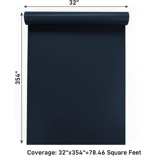 VaryPaper Navy Blue Vinyl Wallpaper, 32''x354'', Self-Adhesive, Waterproof, Removable, for Bathroom, Bedroom, Kitchen, etc.