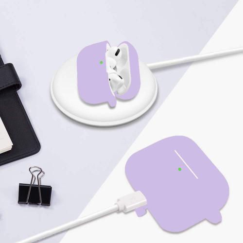 Protective Case Cover for Airpods Pro Charging Case, Upgraded Air Pods Silicone Case Skin with Soft Cute Fluffy Ball Pom Pom Keychain Kit (A, Purple)