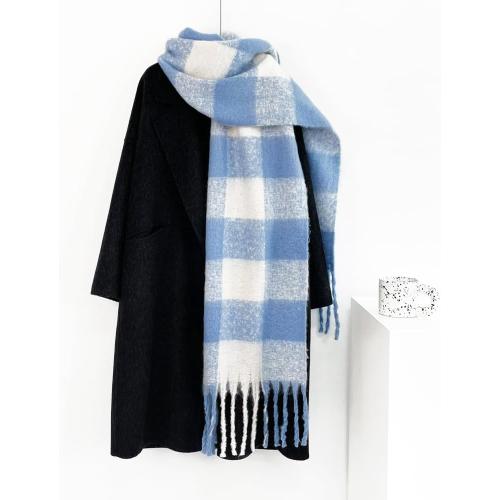 Big Chunky Plaid Scarf Colorful Checked Oversized Thick Scarves Soft Large Cashmere Wool Winter Warm Blanket Women