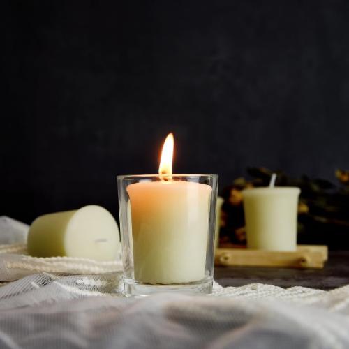DEYBBY White Beeswax Votive Candles 12-Hour Burn Unscented Candles 6 Pack