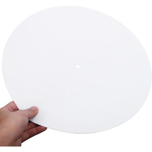 White Turntable Mat for 12'' Vinyl Record Player: Anti-Static Turntable Platter Mat - Anti-Slip Vinyl Slipmat to Reduce Noise Due to Static and Improve Sound Quality - Tighter Bass Quality