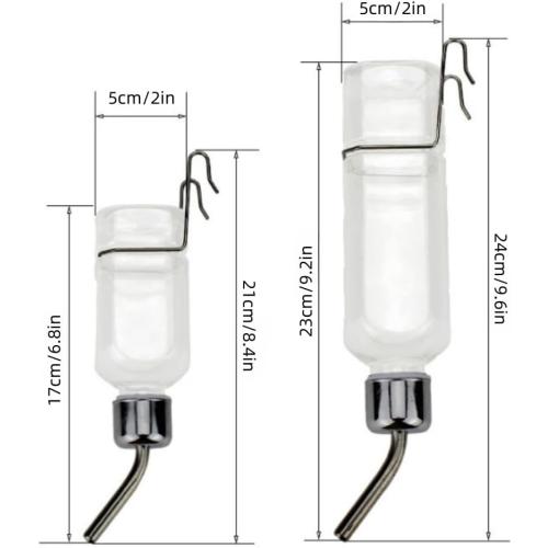 2 Pcs Pet Cage Water Bottle No Drip Small Animal Water Bottle, Hanging Waterer for Rabbit, Guinea Pig, Hedgehog, Squirrel, Rat, Chinchilla, Hamster Dispenser Bottle