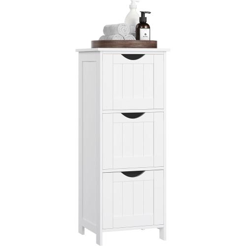 VASAGLE Bathroom Floor Cabinet, Free-Standing Storage Cabinet with 3 Drawers, 11.8 x 12.6 x 31.9 Inches, for Bathroom, Living Room, Kitchen, Modern Style, White UBBC50WT