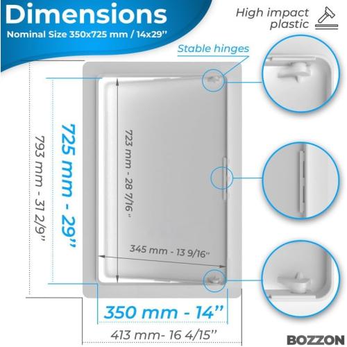 Access Panel for Drywall - 14 x 29 inch - Wall Hole Cover - Access Door - Plumbing Access Panel for Drywall - Heavy Durable Plastic White