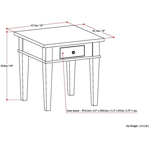 SIMPLIHOME Carlton SOLID WOOD 18 inch Wide Square Transitional End Side Table in Farmhouse Grey for the Living Room and Bedroom