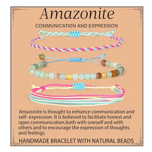 QOGIR Handmade Healing Bracelet,6mm Natural Gem Stone Bracelet rope bracelet