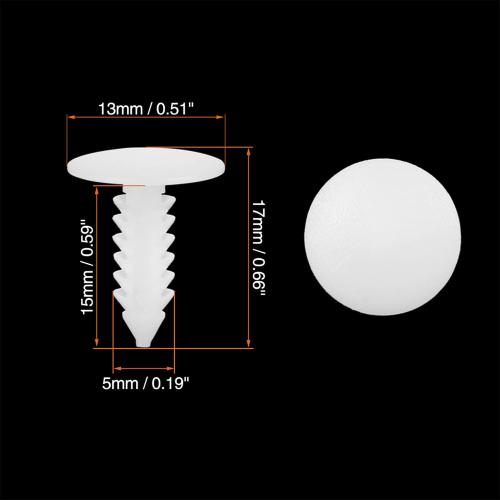X AUTOHAUX 40 Pcs 4.5mm Hole Dia Plastic Bolt Rivets Fasteners Rivets Trim Panel Retainer Clips White for Car