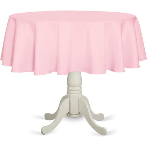 Fitable Pink Round Tablecloth 60 inch, Stain and Wrinkle Resistant Washable Polyester Table Cloth for Dining Buffet Parties and Camping