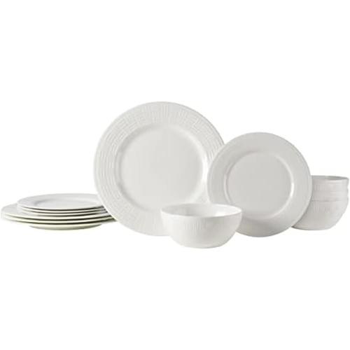 Mikasa Ashlyn Vegan Bone China Chip Resistant 12 Piece Dinnerware Set, Service for 4‼️light dirt‼️