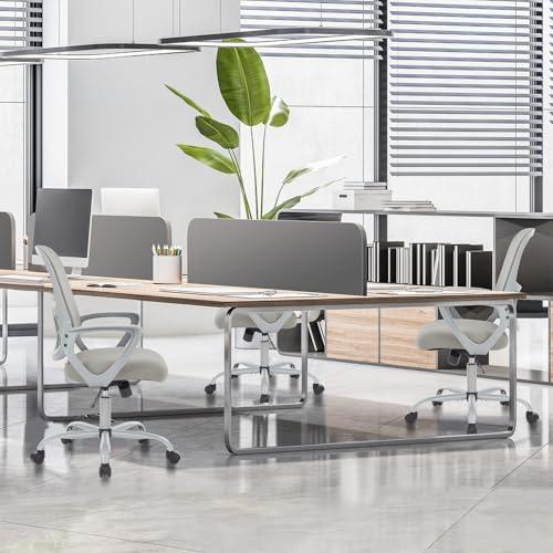 Office Computer Desk Managerial Executive Chair, Ergonomic Mid-Back Mesh Swivel Rolling Work with Wheels, Comfortable Lumbar Support, Comfy Arms for Home, Bedroom, Study, Student, Black