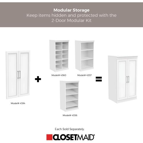 ClosetMaid Modular Storage Angled Shelves, Wood Closet Organizer Adjustable, Stacking, Full Backer, Decorative Trim, White, Shoe Shelf Unit