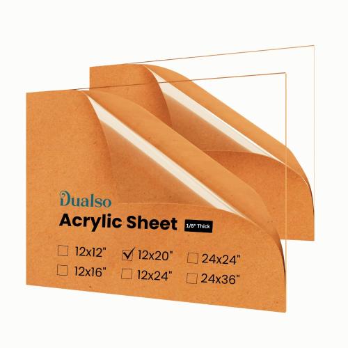 Plexiglass Sheets 1/8 Thick (3mm) Acrylic Sheets - Clear Acrylic Sheet, 12” x 20” (2 Pack) Set for Displays – for Signs - Cast Plexiglass Sheet for DIY Projects