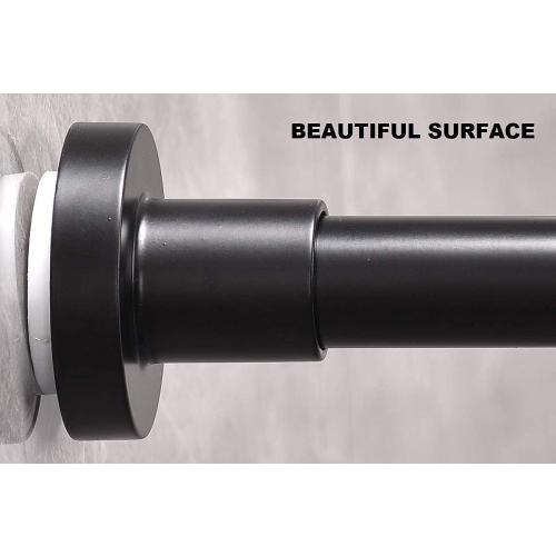 BRIOFOX Shower Curtain Rod 43-73 Inches Matte Black, Rustproof and Non-Fall Down Spring Tension Rod for Window or Bathroom, Stainless Steel