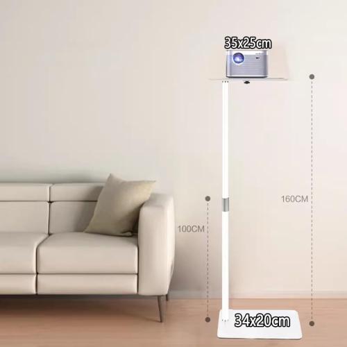 GRRICEPL Projector Floor Stand, Against Wall Hidden Stand, Height Adjustable, 360° Rotatable Ball Head for Home & Office & Outdoor(White/B,160 cm)
