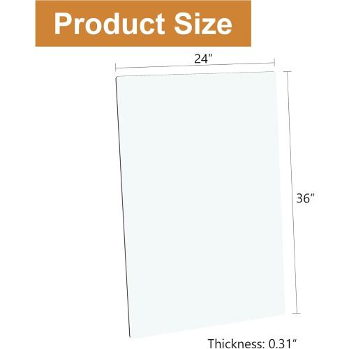 24 x 36 Tempered Glass Table Top Rectangle 0.31 Thick Flat Polished Edge Top Protector for Dining, Patio, Coffee Table (24x36 inch)